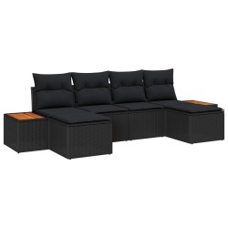 Ensemble de canapé de jardin avec coussin 6 pcs Noir polyrotin 518384518384