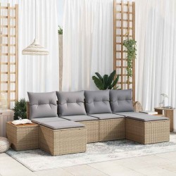Ensemble de canapé de jardin avec coussin 6 pcs Beige polyrotin 518385518385