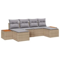 Ensemble de canapé de jardin avec coussin 6 pcs Beige polyrotin 518385518385