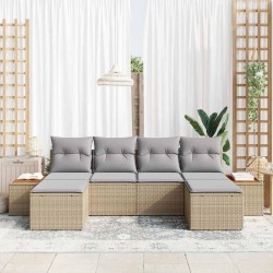 Ensemble de canapé de jardin avec coussin 6 pcs Beige polyrotin 518385518385