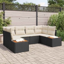 Ensemble de canapé de jardin avec coussin 6 pcs Noir polyrotin 518386518386