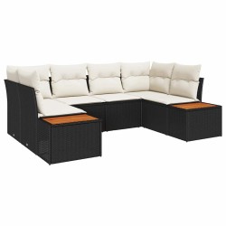 Ensemble de canapé de jardin avec coussin 6 pcs Noir polyrotin 518386518386
