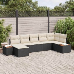 Ensemble de canapé de jardin avec coussin 7 pcs Noir polyrotin 518390518390