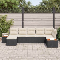 Ensemble de canapé de jardin avec coussin 7 pcs Noir polyrotin 518390518390