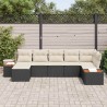 Ensemble de canapé de jardin avec coussin 7 pcs Noir polyrotin 518390518390