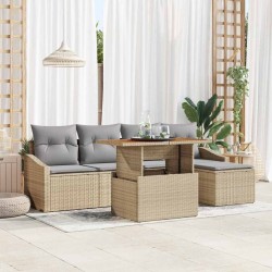 Ensemble de salle à manger pour jardin 6 pcs Beige et gris 518392518392
