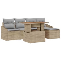 Ensemble de salle à manger pour jardin 6 pcs Beige et gris 518392518392