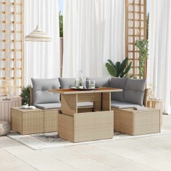 Ensemble de canapé de jardin avec coussin 5 pcs Beige et gris 518395518395
