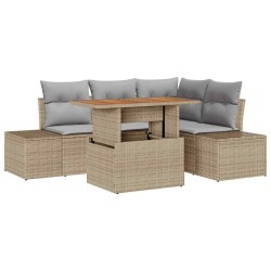 Ensemble de canapé de jardin avec coussin 5 pcs Beige et gris 518395518395