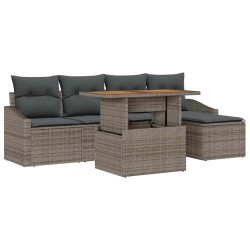 Ensemble de salle à manger pour jardin 6 pcs Gris et marron 518406518406