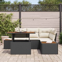 Ensemble de salle à manger pour jardin 5 pcs Noir et Beige 518413518413