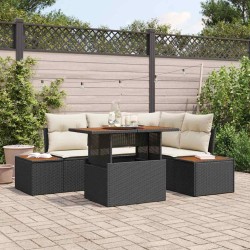 Ensemble de salle à manger pour jardin 5 pcs Noir et Beige 518413518413