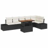 Ensemble de salle à manger pour jardin 7 pcs Noir et Crème 518415518415