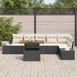 Ensemble de salle à manger pour jardin 7 pcs Noir et Crème 518415518415