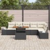 Ensemble de salle à manger pour jardin 7 pcs Noir et Crème 518415518415