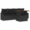 Ensemble de canapé de jardin avec coussin 5 pcs Noir Poly rotin 518421518421