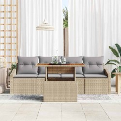 Ensemble de canapé de jardin 5 pcs Beige Poly rotin 518422518422