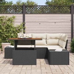 Ensemble de canapé de jardin avec coussin 5 pcs Noir et Crème 518423518423