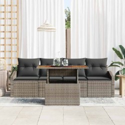 Ensemble de canapé de jardin avec coussin 5 pcs Gris Poly rotin 518424518424