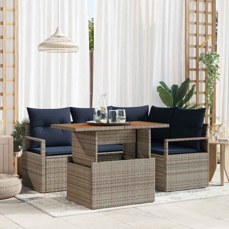 Ensemble de salle à manger pour jardin 5 pcs Gris et marine 518425518425