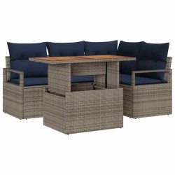 Ensemble de salle à manger pour jardin 5 pcs Gris et marine 518425518425