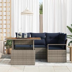 Ensemble de salle à manger pour jardin 5 pcs Gris et marine 518425518425