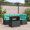 Ensemble de salle à manger pour jardin 5 pcs Noir et Sarcelle 518426518426