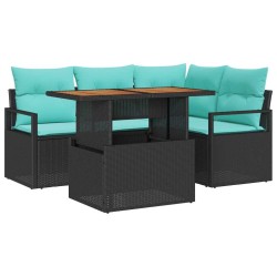 Ensemble de salle à manger pour jardin 5 pcs Noir et Sarcelle 518426518426