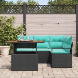 Ensemble de salle à manger pour jardin 5 pcs Noir et Sarcelle 518426518426