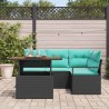 Ensemble de salle à manger pour jardin 5 pcs Noir et Sarcelle 518426518426