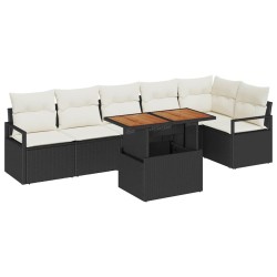 Ensemble de salle à manger pour jardin 7 pcs Noir et Crème 518427518427
