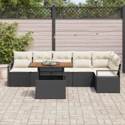 Ensemble de salle à manger pour jardin 7 pcs Noir et Crème 518427518427