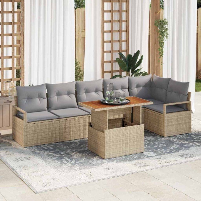 Ensemble de salle à manger pour jardin 7 pcs Beige et gris 518428518428