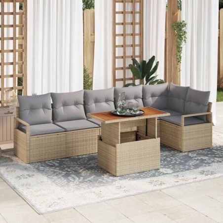 Ensemble de salle à manger pour jardin 7 pcs Beige et gris 518428518428