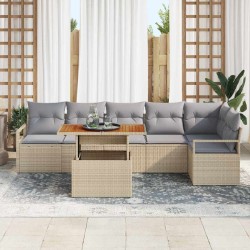 Ensemble de salle à manger pour jardin 7 pcs Beige et gris 518428518428