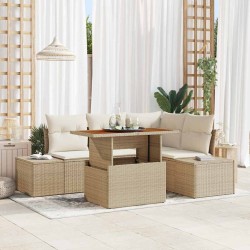 Ensemble de canapé de jardin avec coussin 5 pcs Beige et crème 518438518438