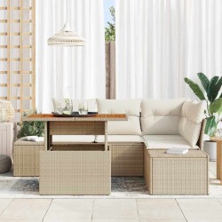 Ensemble de canapé de jardin avec coussin 5 pcs Beige et crème 518438518438