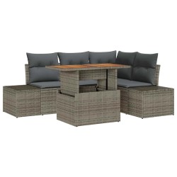 Ensemble de canapé de jardin avec coussin 5 pcs Gris et marron 518440518440