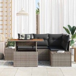 Ensemble de canapé de jardin avec coussin 5 pcs Gris et marron 518440518440
