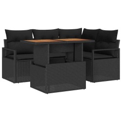 Ensemble de salle à manger pour jardin 5 pcs Noir et Marron 518441518441