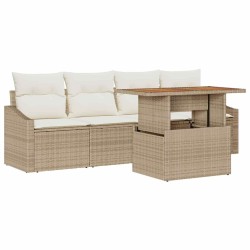 Ensemble de canapé de jardin 5 pcs Beige Poly rotin 518442518442