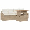 Ensemble de canapé de jardin 5 pcs Beige Poly rotin 518442518442