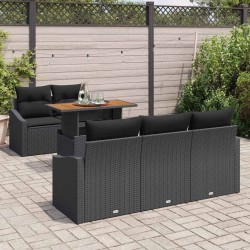 Ensemble de salle à manger pour jardin 6 pcs Noir et Marron 518444518444