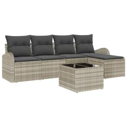 Ensemble de canapé de jardin 6 pcs Gris clair polyrotin 518445518445