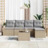 Ensemble de canapé de jardin 6 pcs Beige polyrotin 518446518446
