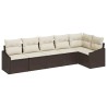 Ensemble de Canapés avec coussin 6 pcs Marron polyrotin 518447518447