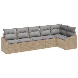 Ensemble de Canapés avec coussin 6 pcs Beige polyrotin 518449518449