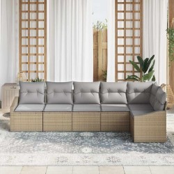 Ensemble de Canapés avec coussin 6 pcs Beige polyrotin 518449518449