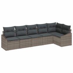 Ensemble de Canapés avec coussin 6 pcs Gris polyrotin 518450518450