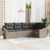 Ensemble de Canapés avec coussin 5 pcs Gris clair polyrotin 518454518454